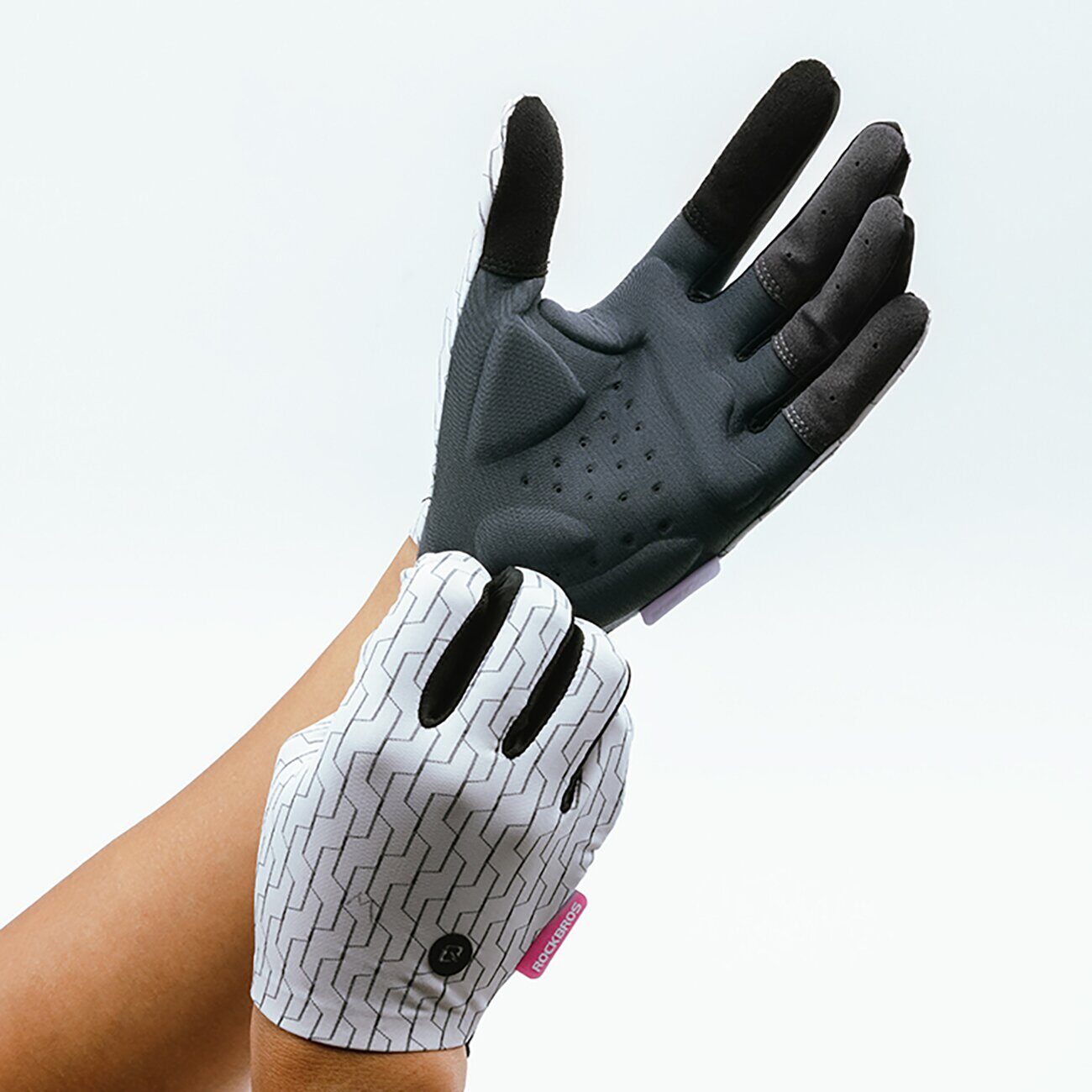 Rockbros sports gloves full spring-summer size XL - white and black - imagine 2