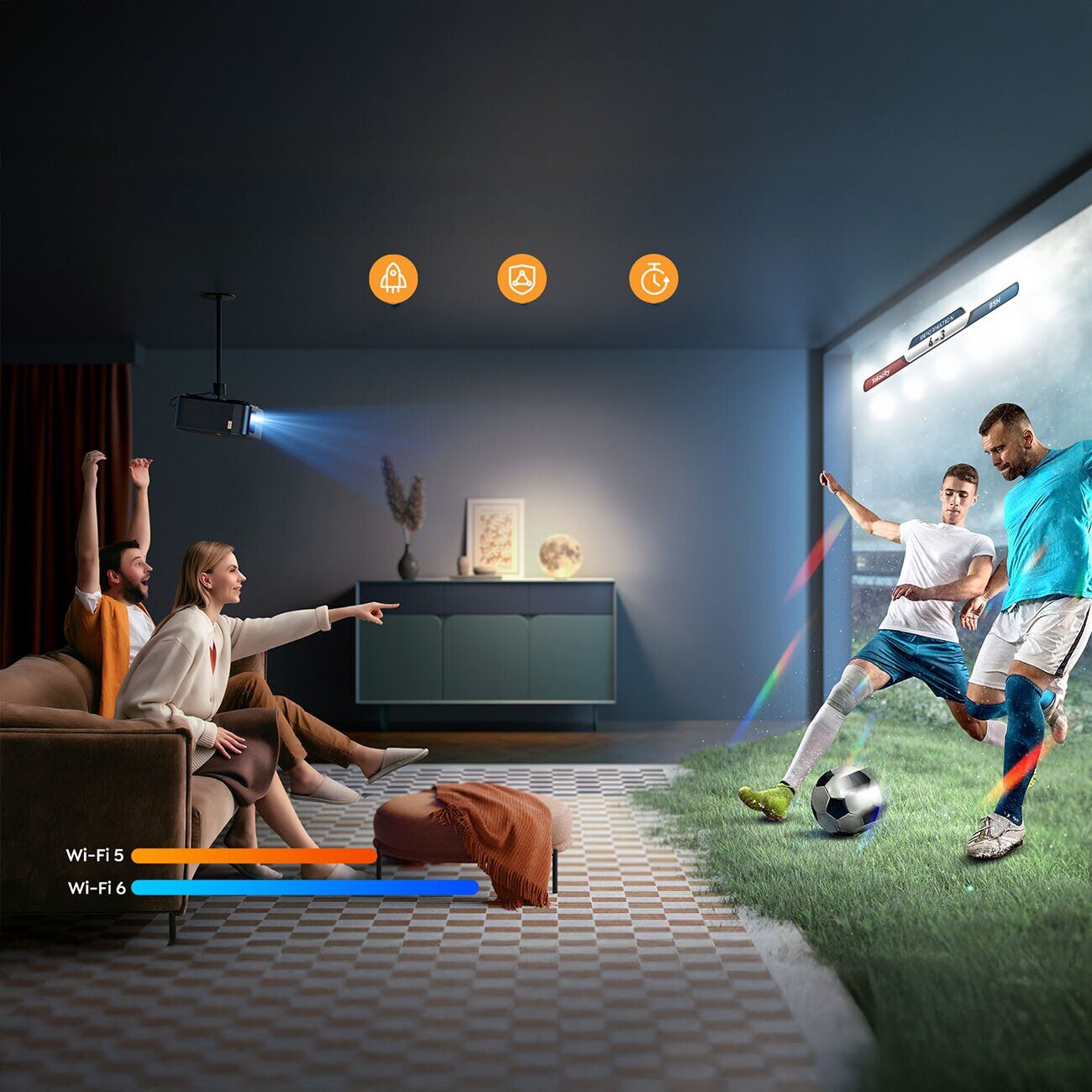 Yaber K2s Pro LCD FullHD 1080p Multimedia Projector with JBL Speakers and Subwoofer - Black - imagine 10