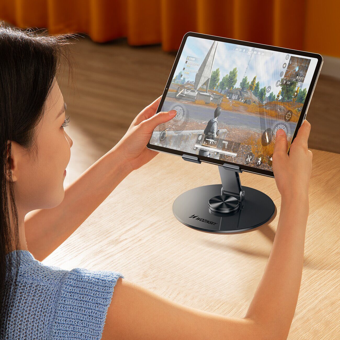 Wozinsky WRS-DSY84SS 360° Rotating Aluminum Tablet Stand - Gray - imagine 10