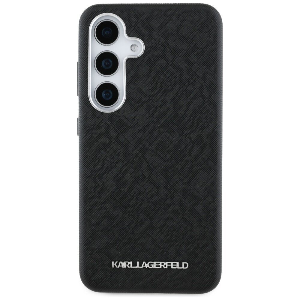 Karl Lagerfeld Saffiano Full Wrapped Elongated Metal Logo MagSafe Case for Samsung Galaxy S25 - Black - imagine 3