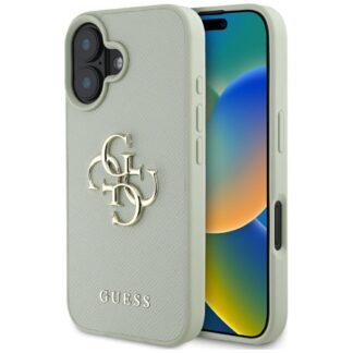 Guess Grained Big 4G Logo Small Classic Logo case for iPhone 16 - green