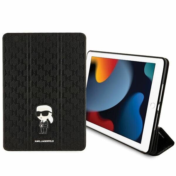 Karl Lagerfeld Saffiano Monogram Ikonik Case for iPad 10.2" 2019 (7th gen.) Folio Magnet Allover Cover - Black - imagine 5