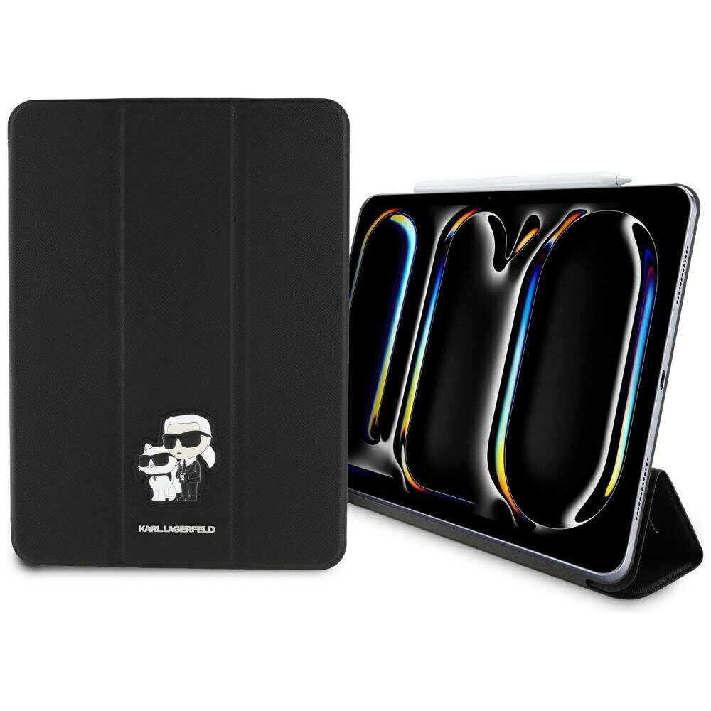Karl Lagerfeld Saffiano Magnetic Karl & Choupette iPad Pro 11" 2024 Book Cover Case - Black