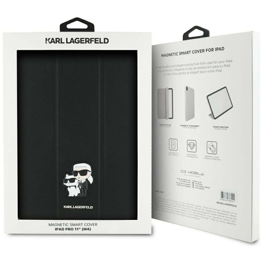 Karl Lagerfeld Saffiano Magnetic Karl & Choupette iPad Pro 11" 2024 Book Cover Case - Black - imagine 8