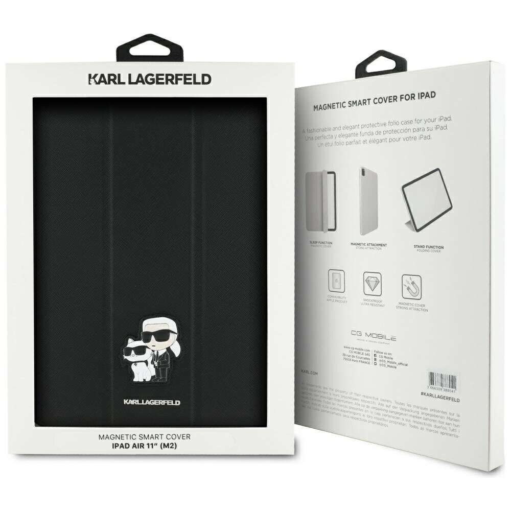 Karl Lagerfeld Saffiano Magnetic Karl & Choupette iPad Air 11" 2024 Book Cover Case - Black - imagine 8
