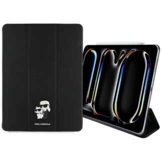 Karl Lagerfeld Saffiano Magnetic Karl & Choupette iPad Pro 13" 2024 Book Cover Case - Black