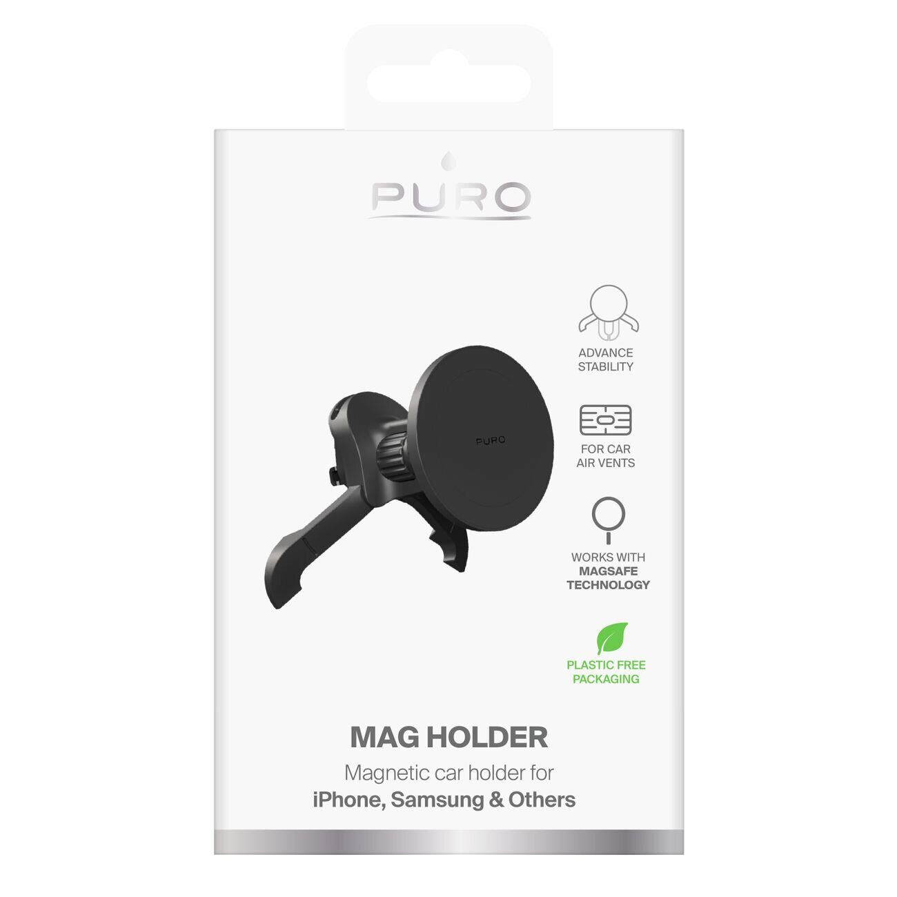 Puro Adjustable Car Holder, MagSafe Compatible - Black - imagine 3
