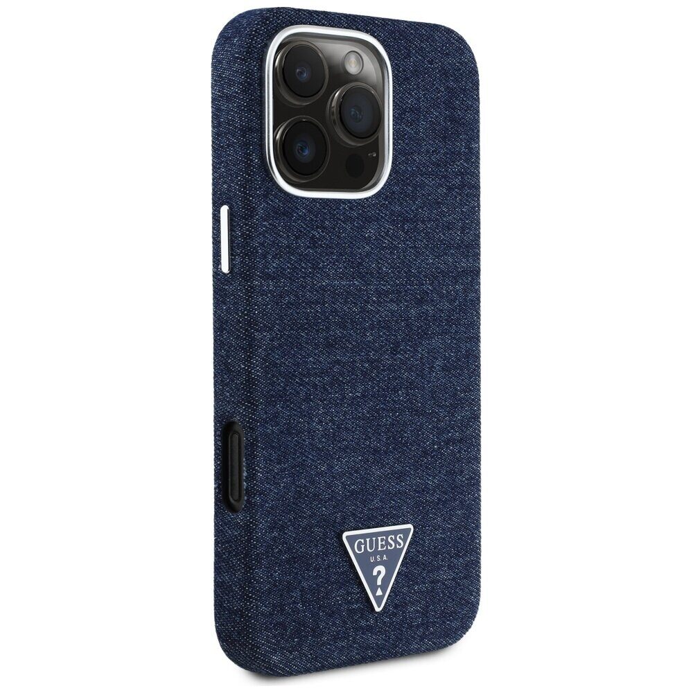 Guess Denim Triangle Logo MagSafe iPhone 16 Pro Case - Blue - imagine 4