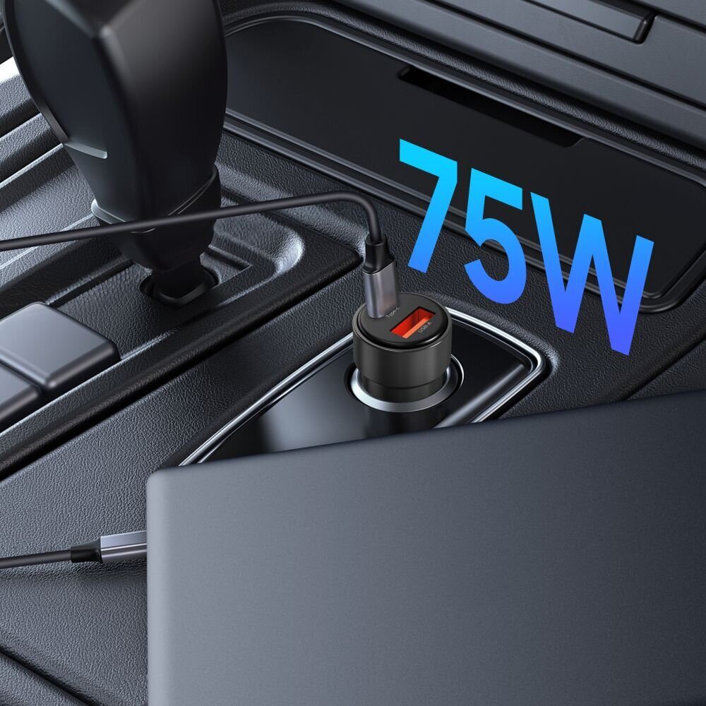 CC03 2-port PD75W car charger - black - imagine 5