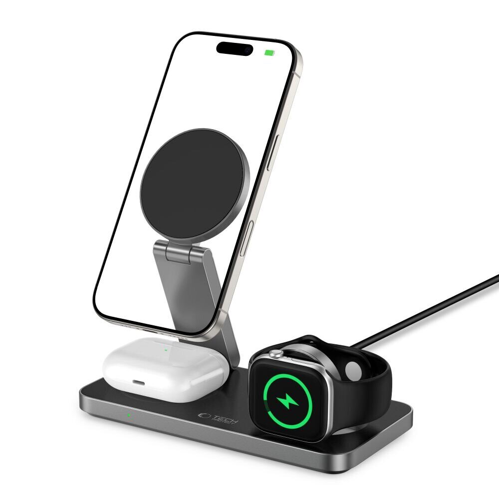 Tech-Protect QI15W-A47 MagSafe 3in1 Inductive Charger + USB-C Cable - Black - imagine 2