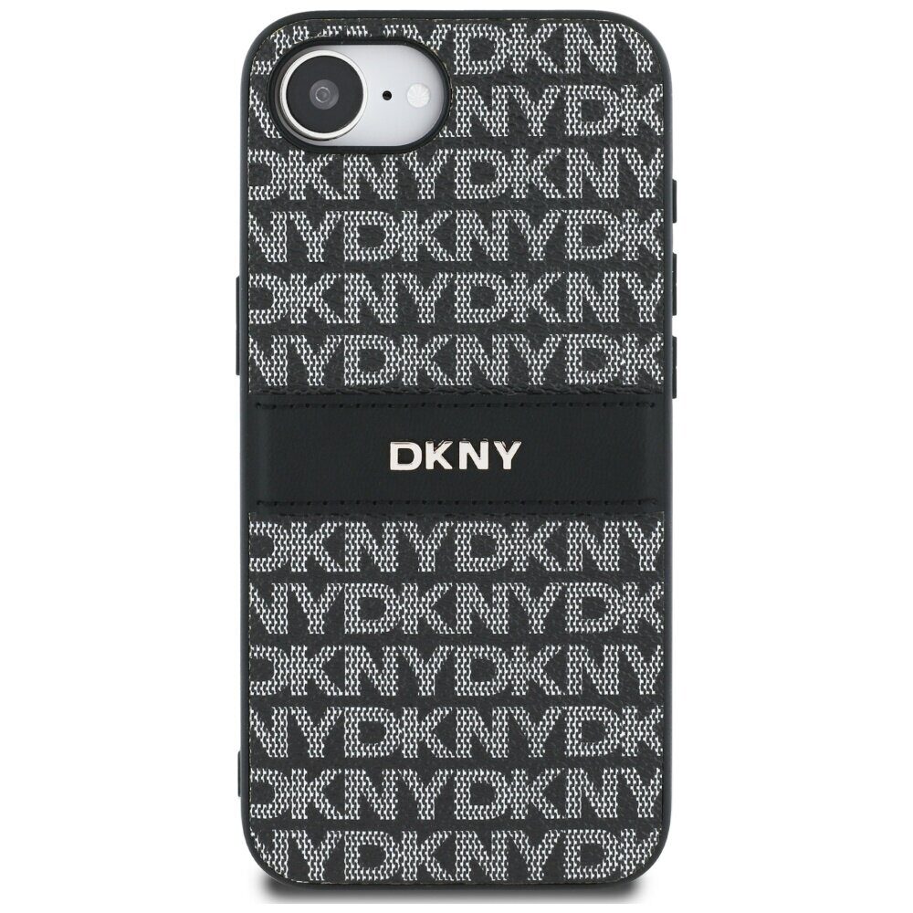 DKNY Repeat Texture Pattern with Tonal Stripe case for iPhone 16e - black - imagine 3