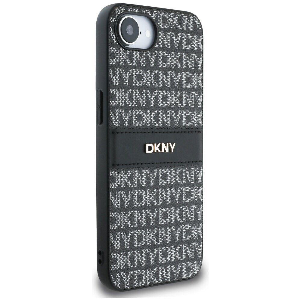 DKNY Repeat Texture Pattern with Tonal Stripe case for iPhone 16e - black - imagine 4
