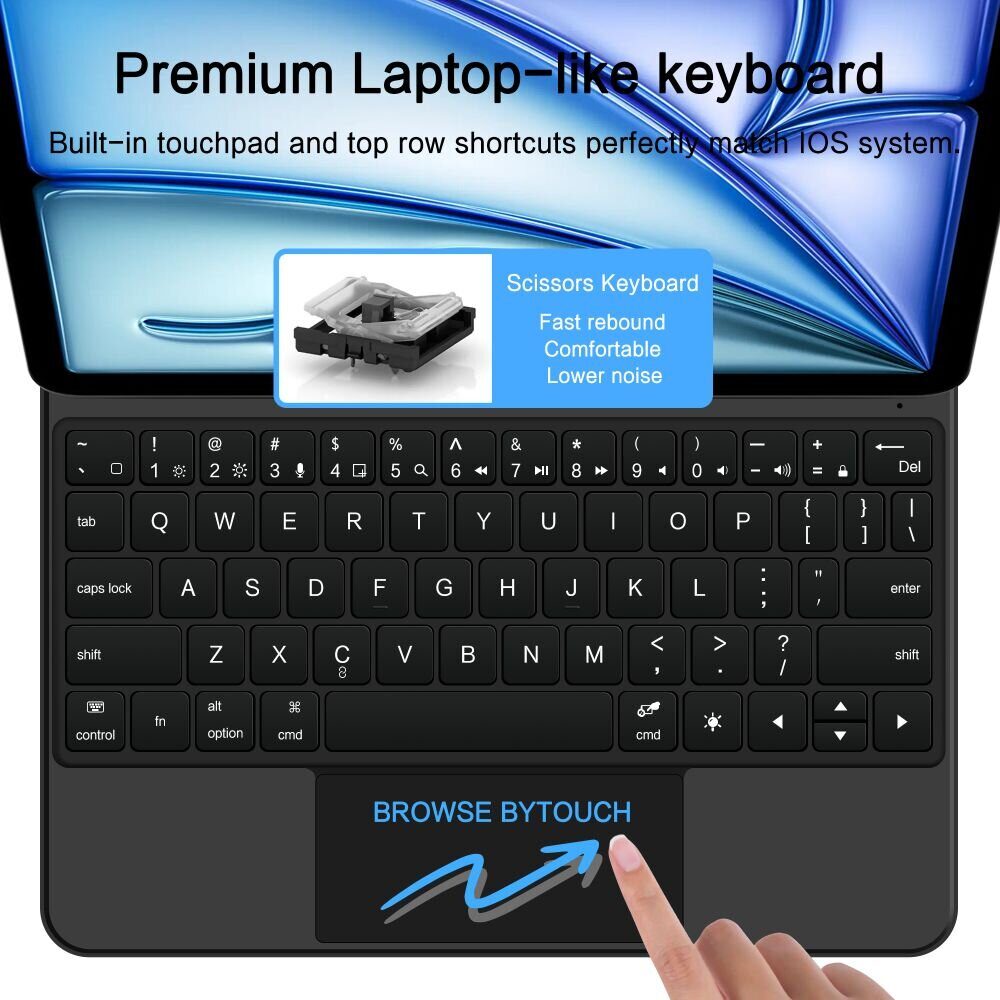 Tech-Protect Smartcase Magnetic with Keyboard for iPad Air 10.9” (2020/2022) / 11” (2024/2025/2026) - Black - imagine 7
