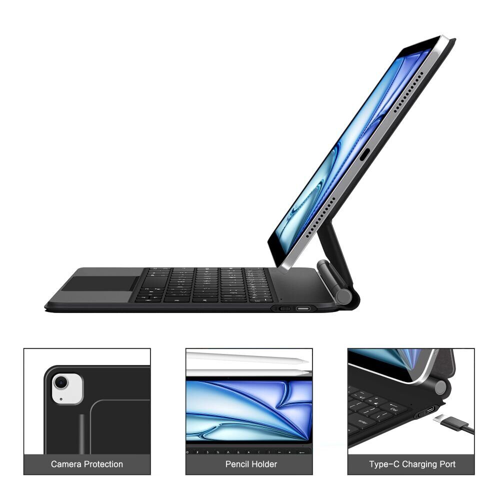 Tech-Protect Smartcase Magnetic with Keyboard for iPad Air 10.9” (2020/2022) / 11” (2024/2025/2026) - Black - imagine 8
