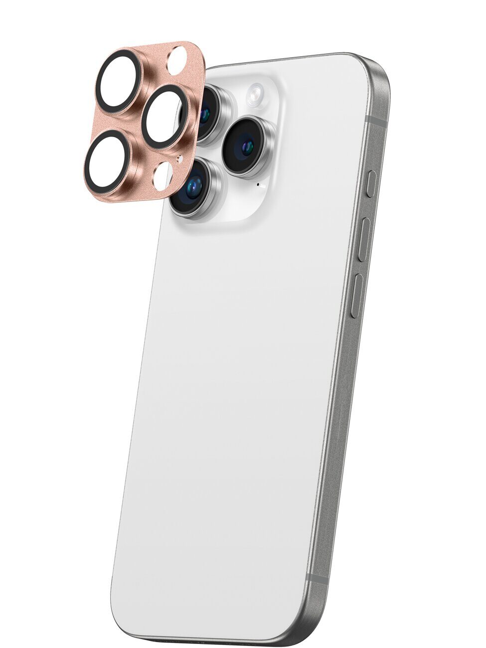 AmazingThing Aviation-Grade Alloy Tempered Glass Lens for iPhone 16 Pro / 16 Pro Max Camera Lens - Rose Gold - imagine 4