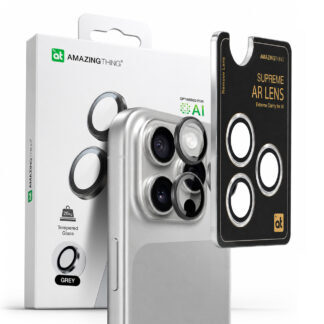 AmazingThing AR Aluminum 3 Lens Glass with Camera Lens Frame for iPhone 16 Pro / 16 Pro Max - Black