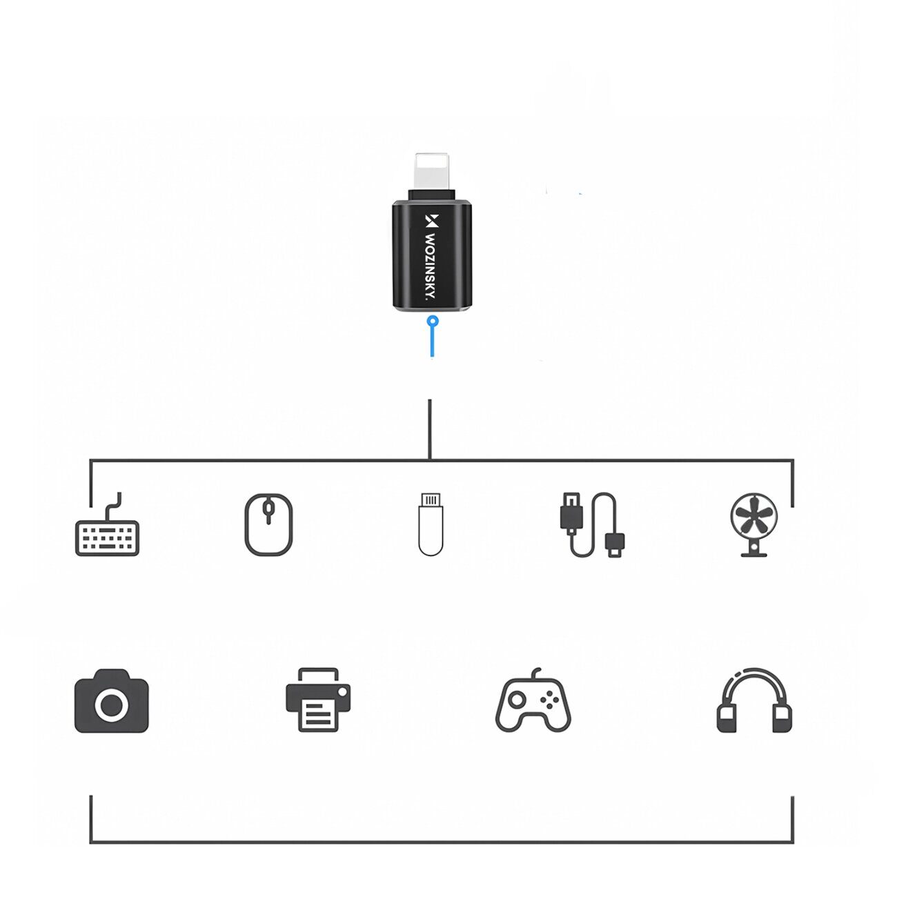 Wozinsky WALA-01 Lightning to USB-A OTG Adapter - Black - imagine 8