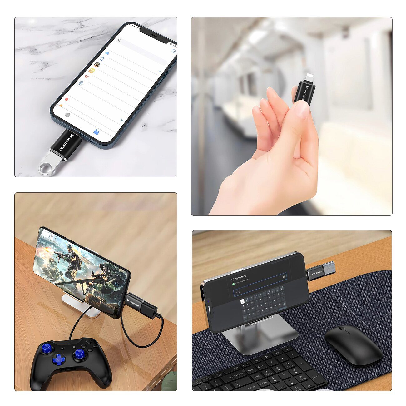 Wozinsky WALA-01 Lightning to USB-A OTG Adapter - Black - imagine 2