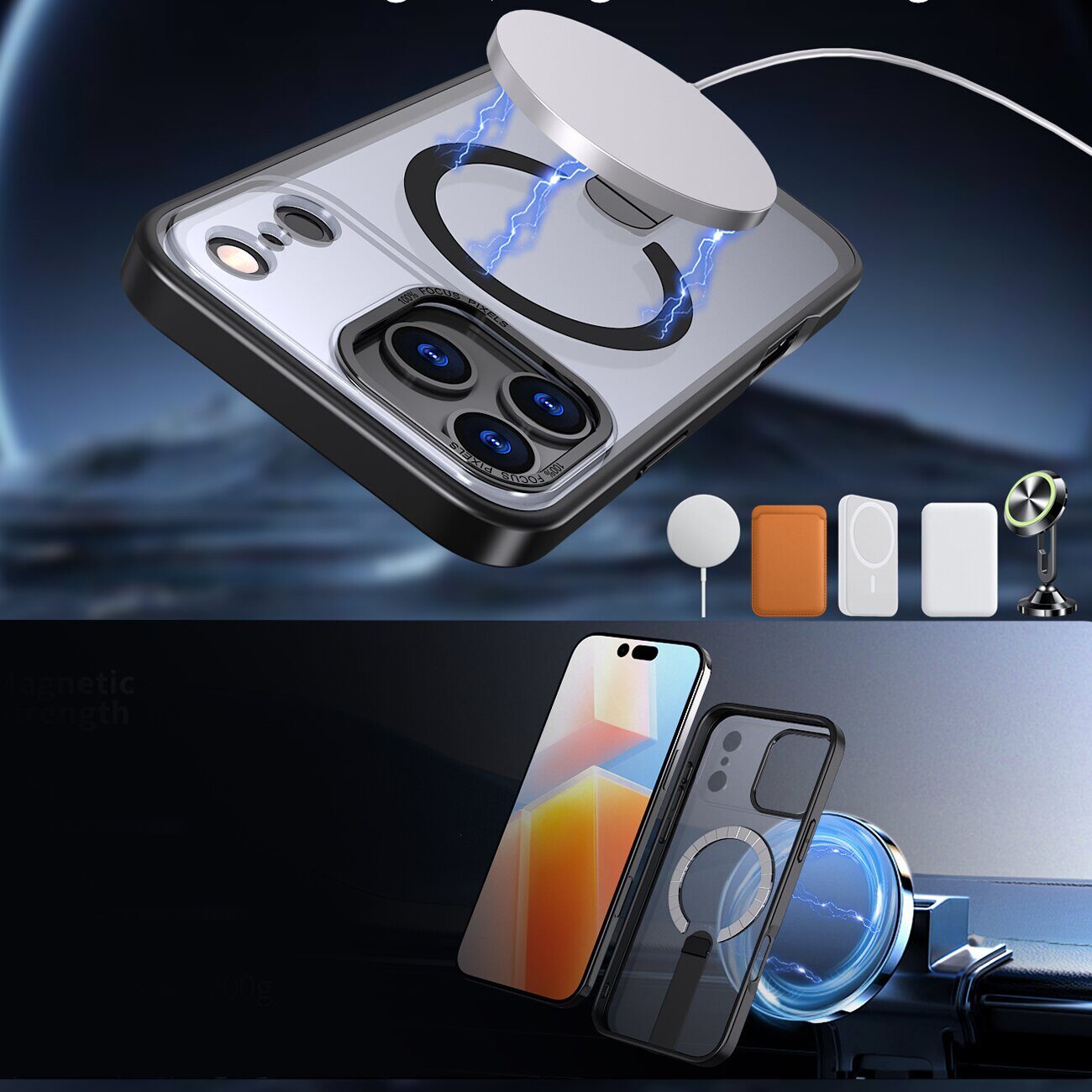 Hybrid Armor X case for iPhone 17 Pro with MagSafe-compatible stand - black - imagine 4