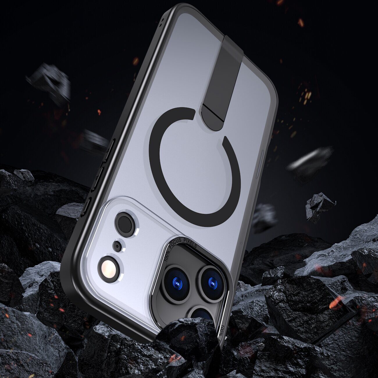 Hybrid Armor X case for iPhone 17 Pro with MagSafe-compatible stand - black - imagine 6