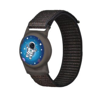 Apple AirTag Kids Nylon Wrist Strap Case - with Astronaut and Black Strap