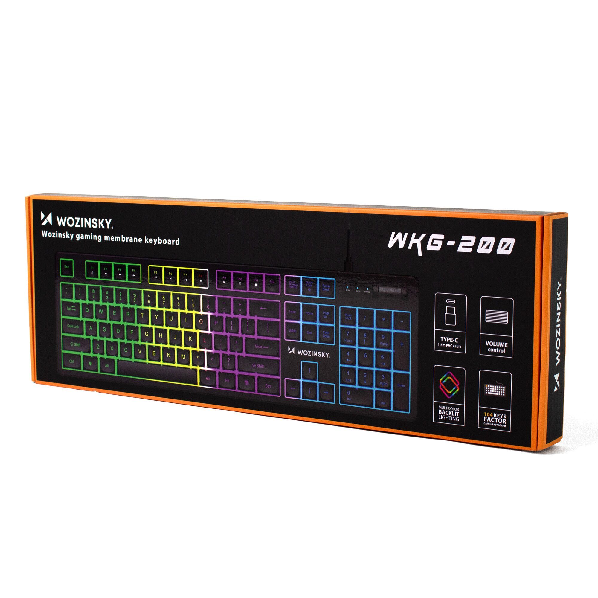 Wozinsky WKG-200 RGB Membrane Gaming Keyboard with Scroll Wheel - Black - imagine 5