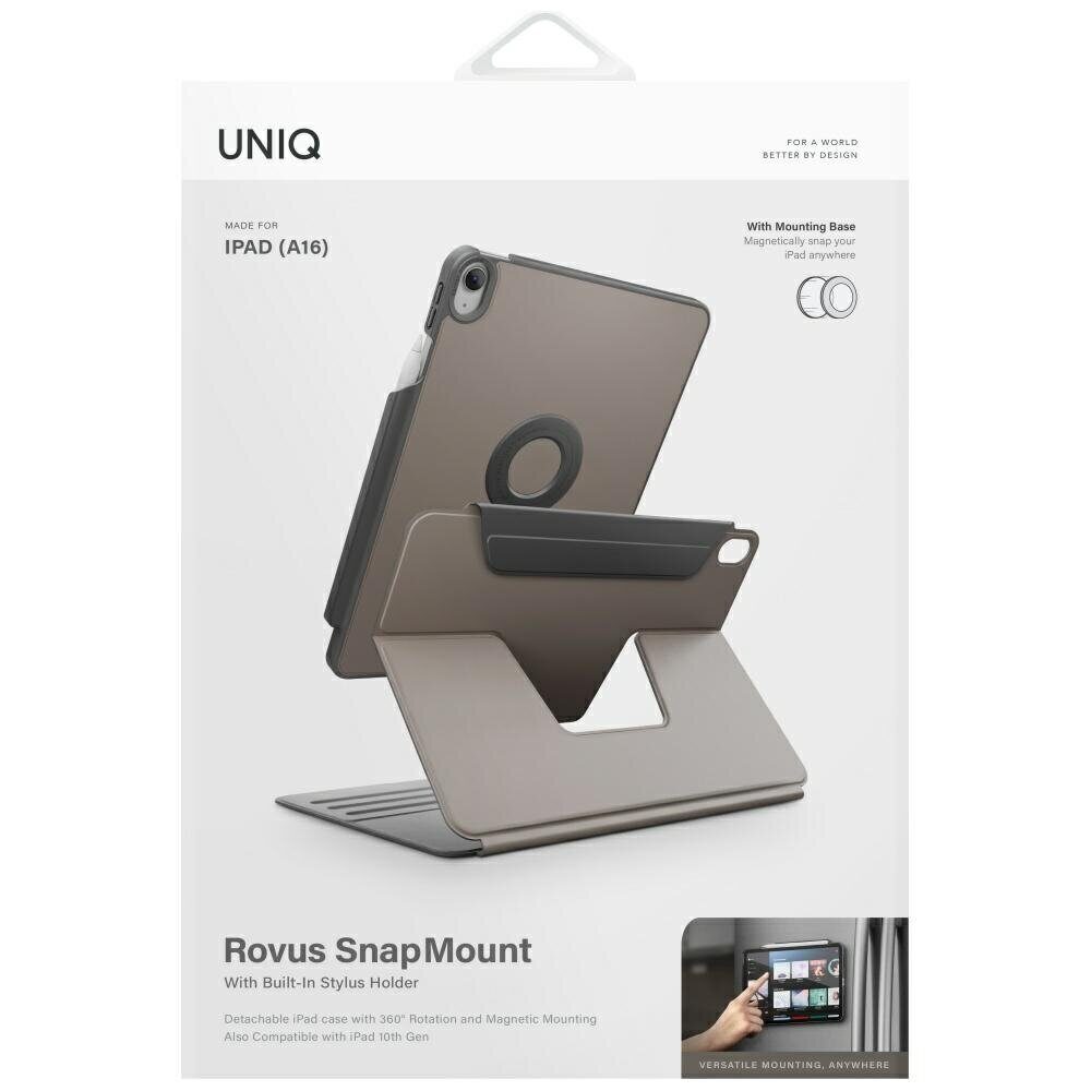 Uniq Rovus Snapmount Magnetic 360 Rotating Detachable Case for iPad 11" 2025 / iPad 10.9" 2022 (10th gen.) - Gray - imagine 10