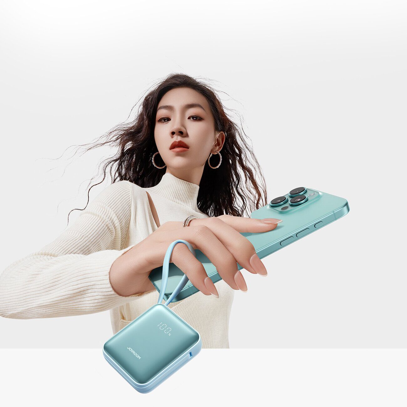 Joyroom JR-PBF27 22.5W 10000mAh Powerbank with Two Built-in Cables - Blue - imagine 7