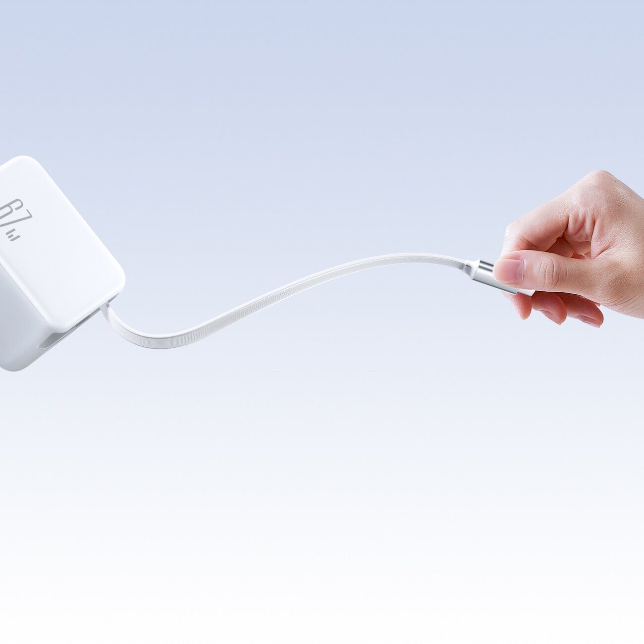 Joyroom JR-TCL06 67W GaN Wall Charger with Built-in Retractable USB-C Cable - White - imagine 3