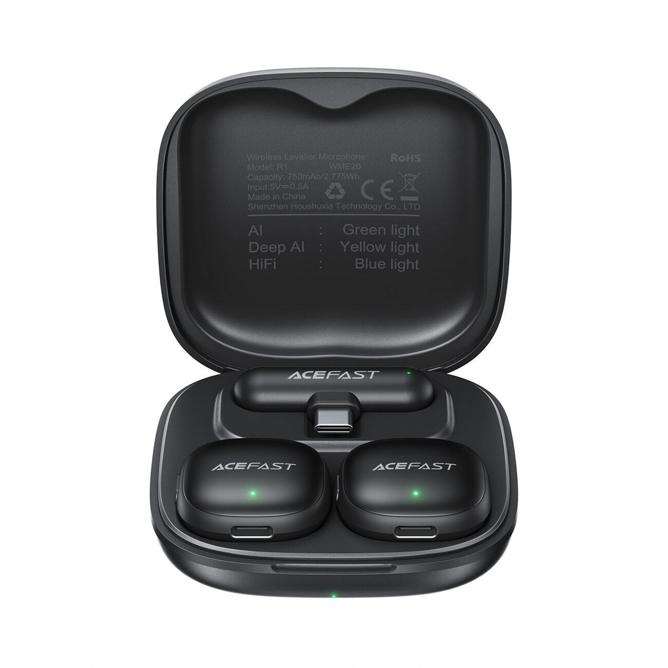 Acefast R1 Wireless Lavalier Microphones 2 pcs - Black