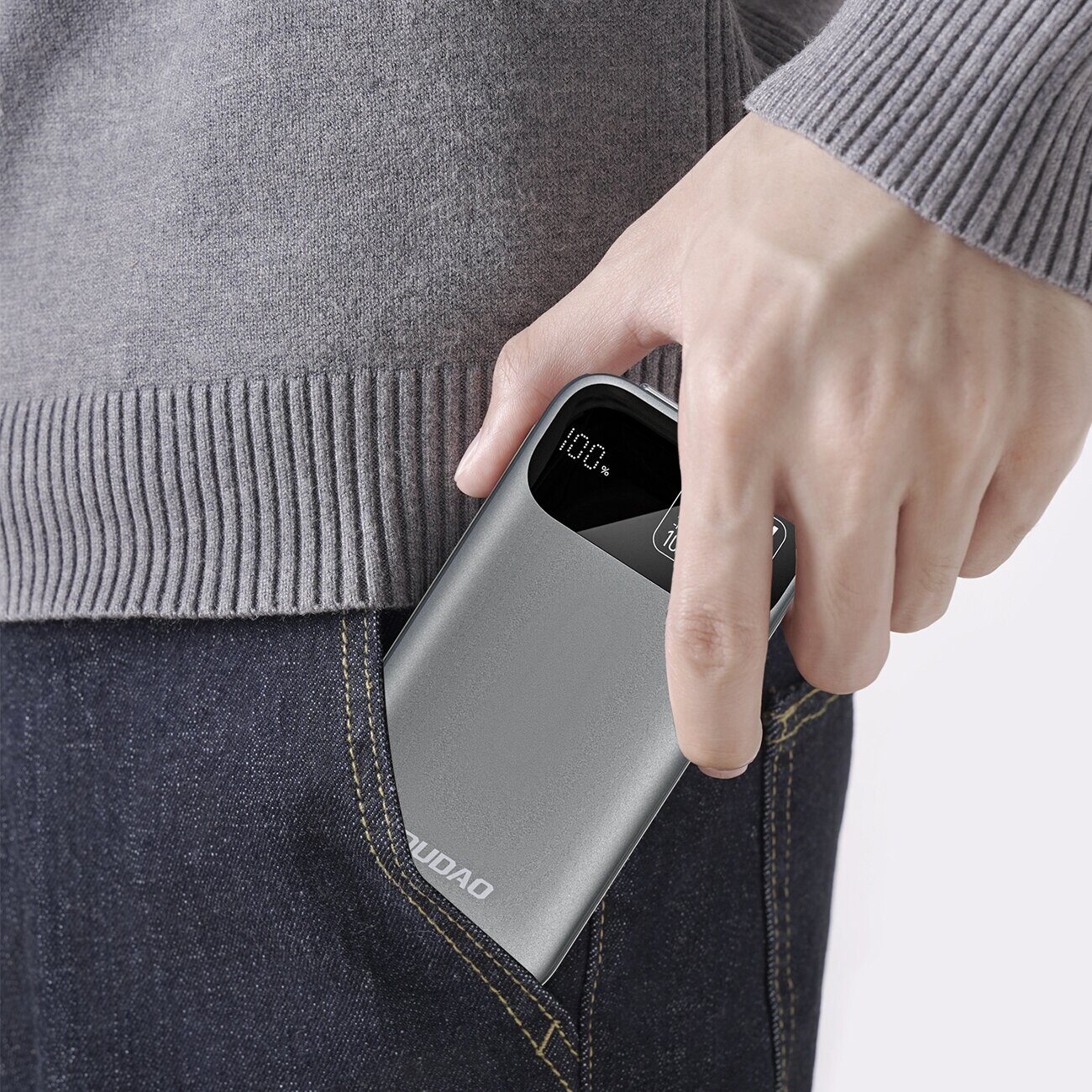 Dudao K31 10000 mAh 22.5W PD Powerbank with Built-in Cable - Gray - imagine 3