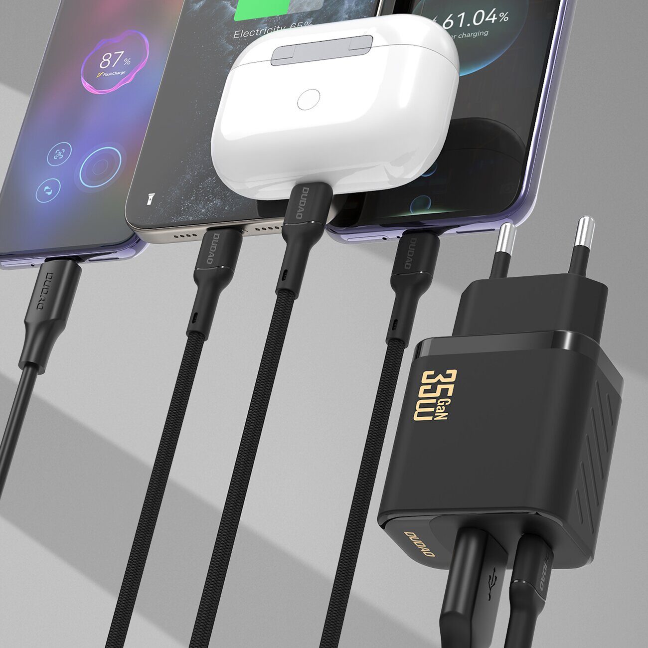 Dudao A27 Max 35W GaN Wall Charger - Black - imagine 3