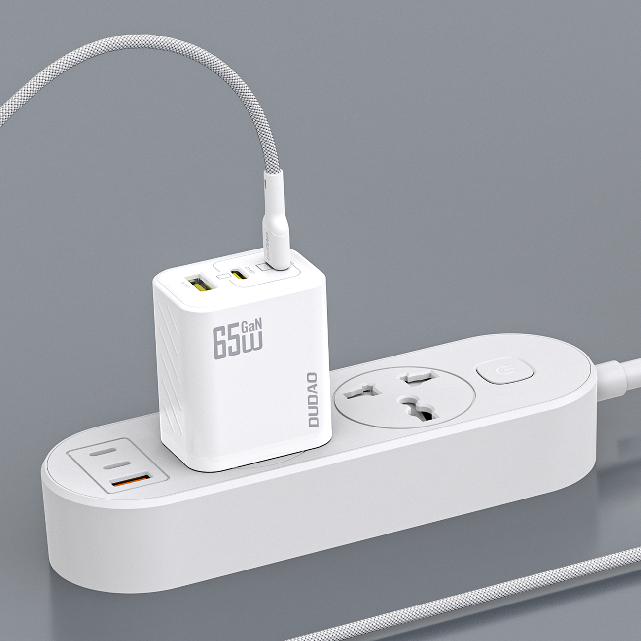 Dudao A29C 65W GaN Wall Charger + USB-C Cable - White - imagine 5