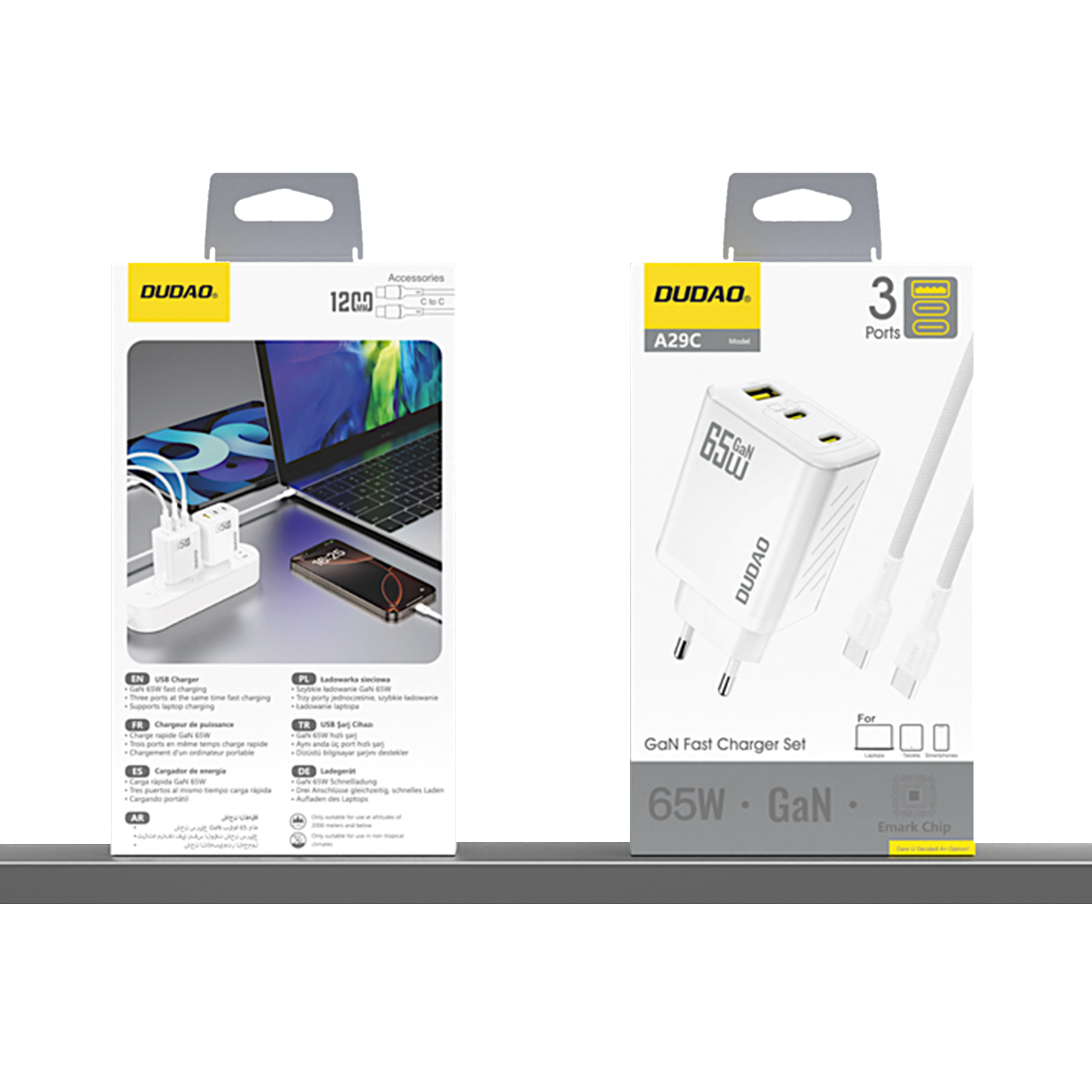 Dudao A29C 65W GaN Wall Charger + USB-C Cable - White - imagine 7