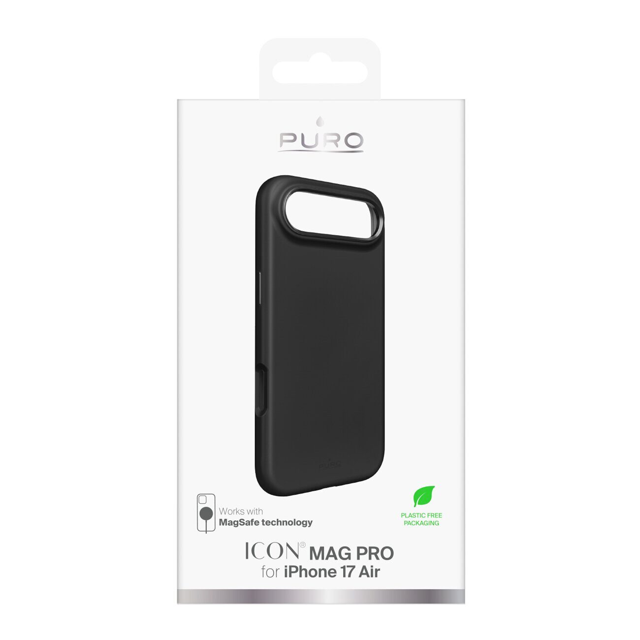 Puro Icon Mag Pro Liquid Silicone Case for iPhone 17 Air, MagSafe Compatible, with Camera Protection and Aluminum Buttons - Black - imagine 2