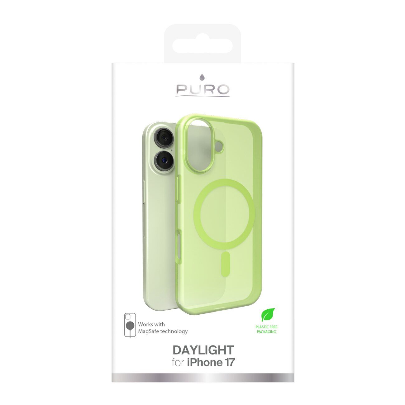 Puro Daylight MagSafe Compatible Silicone Case for iPhone 17 - Translucent Green - imagine 2