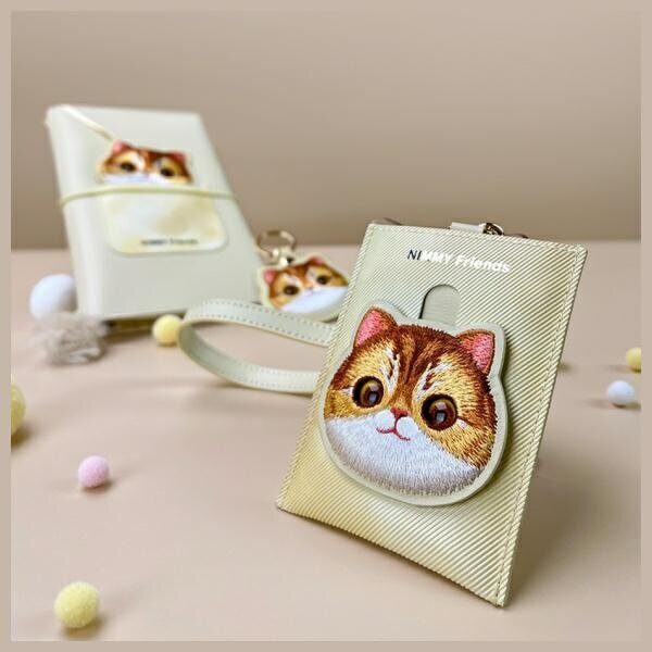 Nimmy Big Eyed Pet 2.0 Cat Wallet Card Holder - Beige - imagine 4
