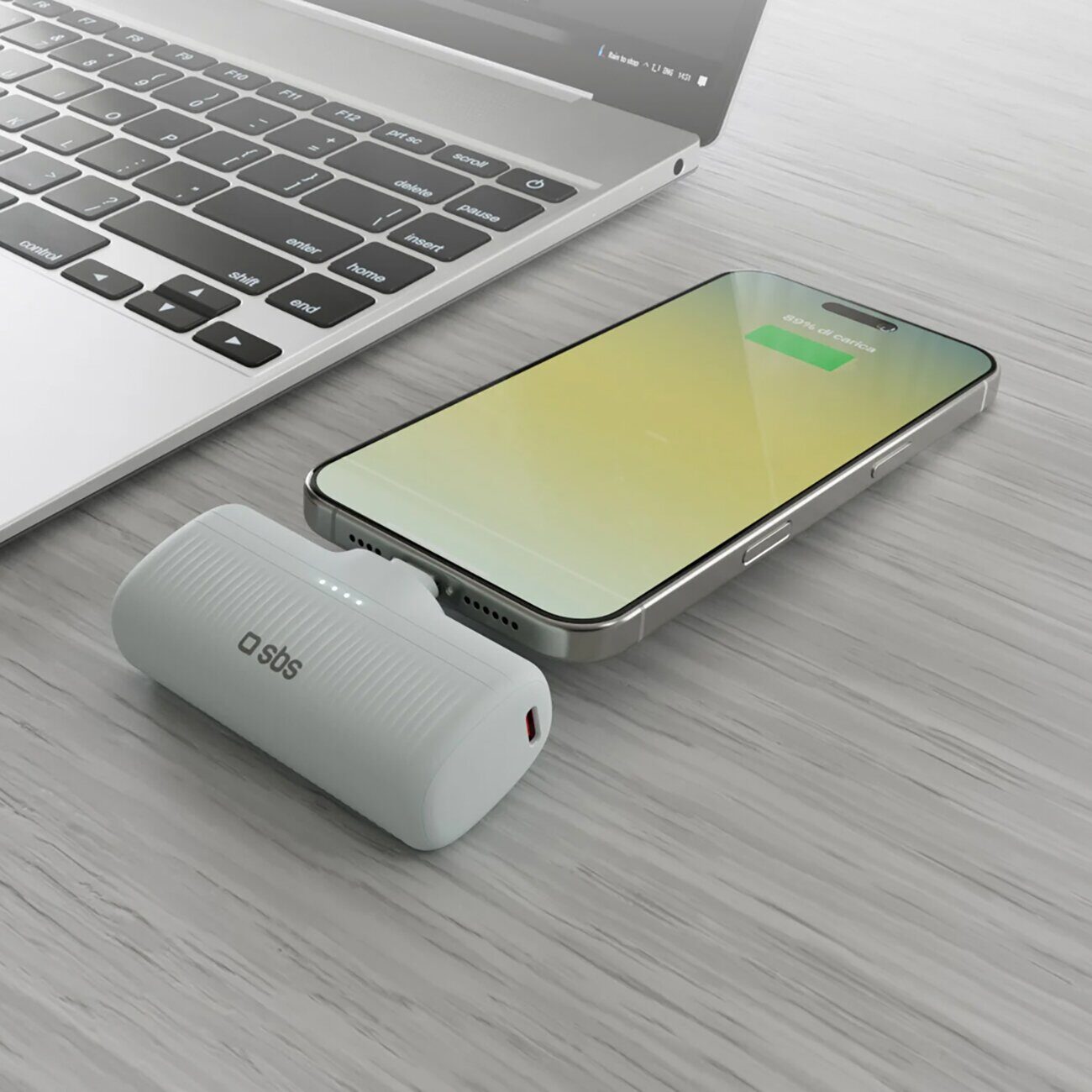 SBS EcoPower 5000 mAh 10W Powerbank with Built-in USB-C Port - Gray - imagine 5