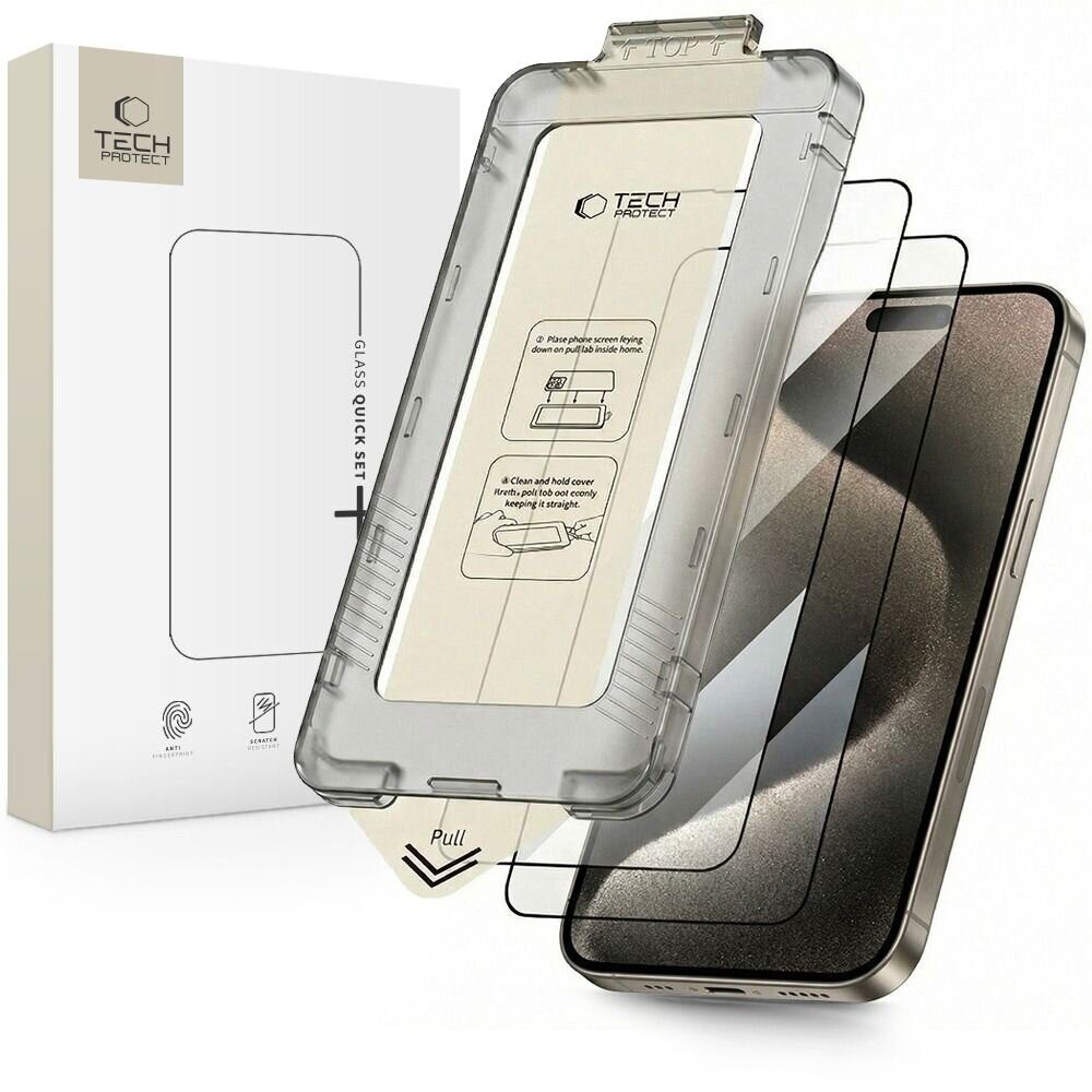 Tech-Protect Quick Set+ 2-pack tempered glass for iPhone 15 Pro - black - imagine 8