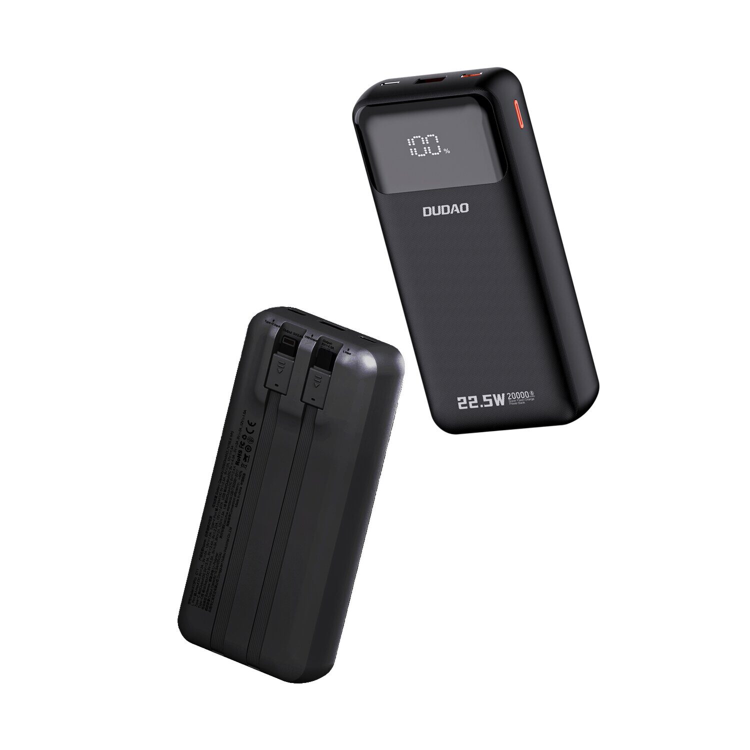 Dudao K15Pro Power Bank 20000mAh 22.5W PD USB-C / USB-A / Built-in Lightning and USB-C Cables - Black - imagine 3