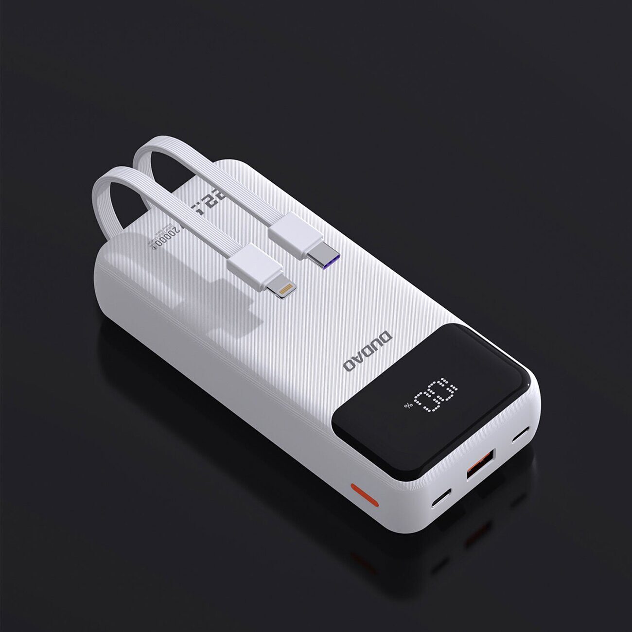 Dudao K15Pro Power Bank 20000mAh 22.5W PD USB-C / USB-A / Built-in Lightning and USB-C Cables - White - imagine 7