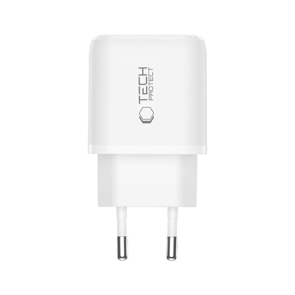 Tech-Protect NCA30 PD 30W QC3.0 USB-A / USB-C Wall Charger - White - imagine 3