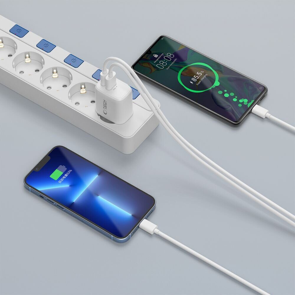 Tech-Protect NCA30 PD 30W QC3.0 USB-A / USB-C Wall Charger - White - imagine 5