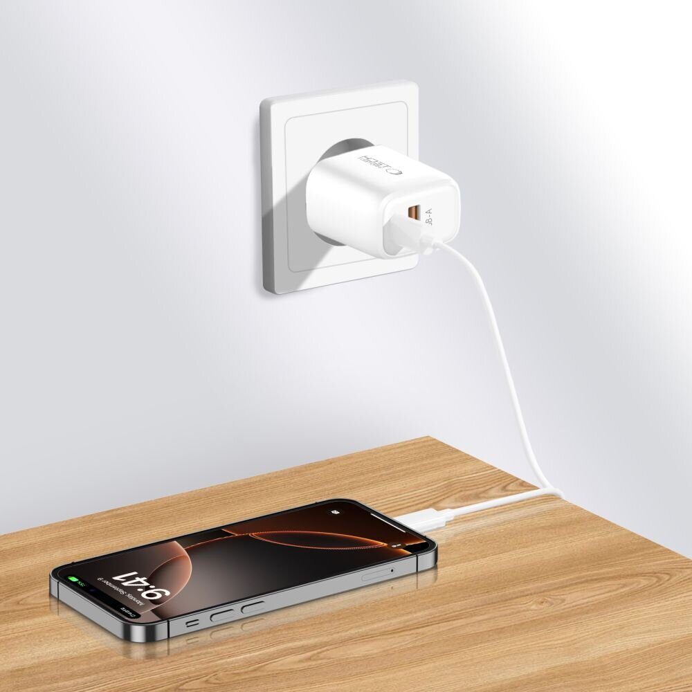 Tech-Protect NCA30 PD 30W QC3.0 USB-A / USB-C Wall Charger - White - imagine 6