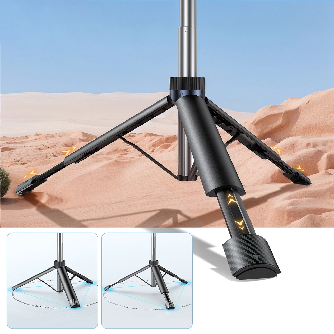 Selfie stick Wozinsky WC1Y70S telescopic tripod 1.7m with phone holder - black - imagine 8