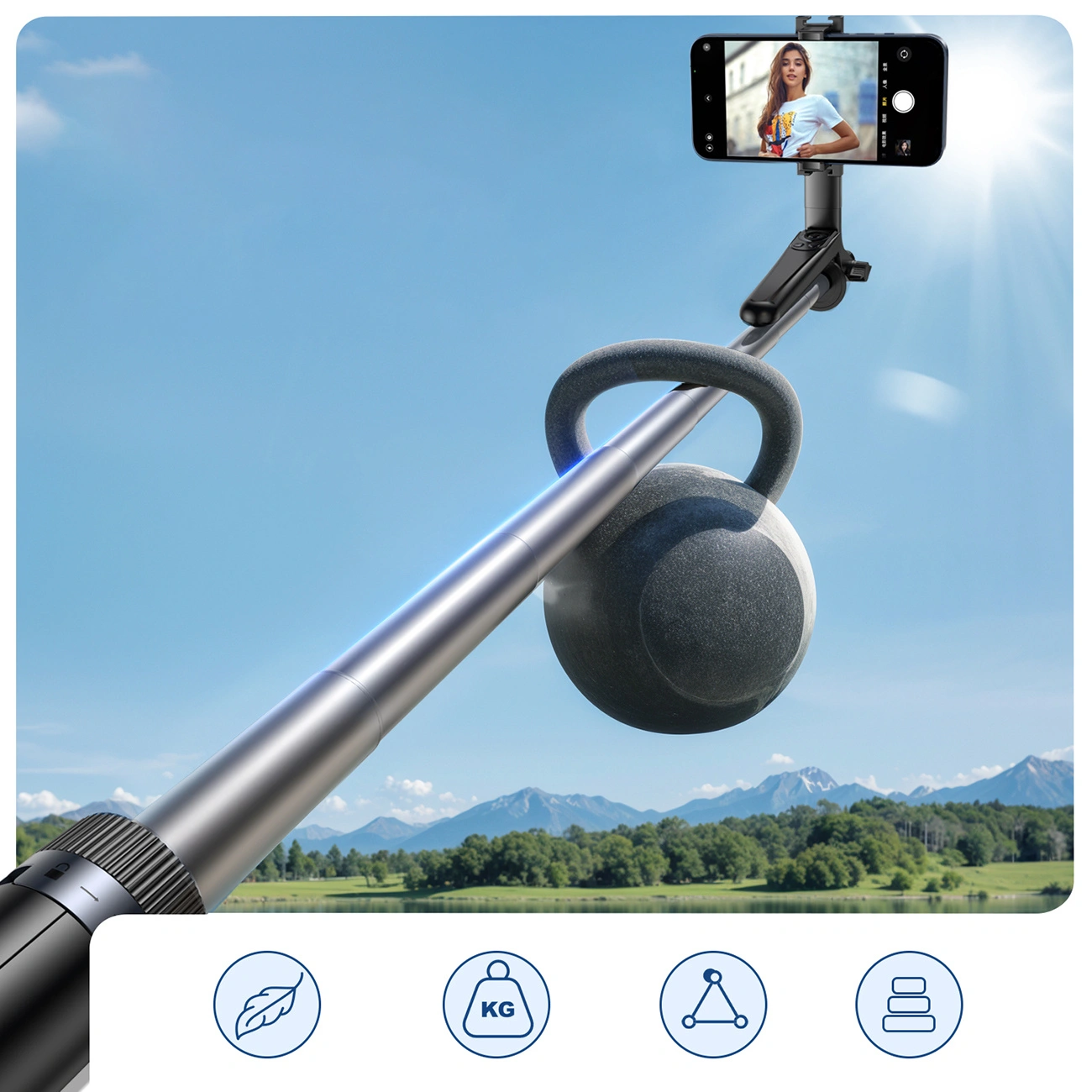 Selfie stick Wozinsky WC1Y70S telescopic tripod 1.7m with phone holder - black - imagine 9