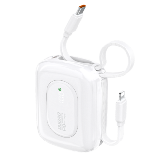 Dudao K32 22.5W 10000 mAh Powerbank with Built-in USB-C/ Lightning Cable - White