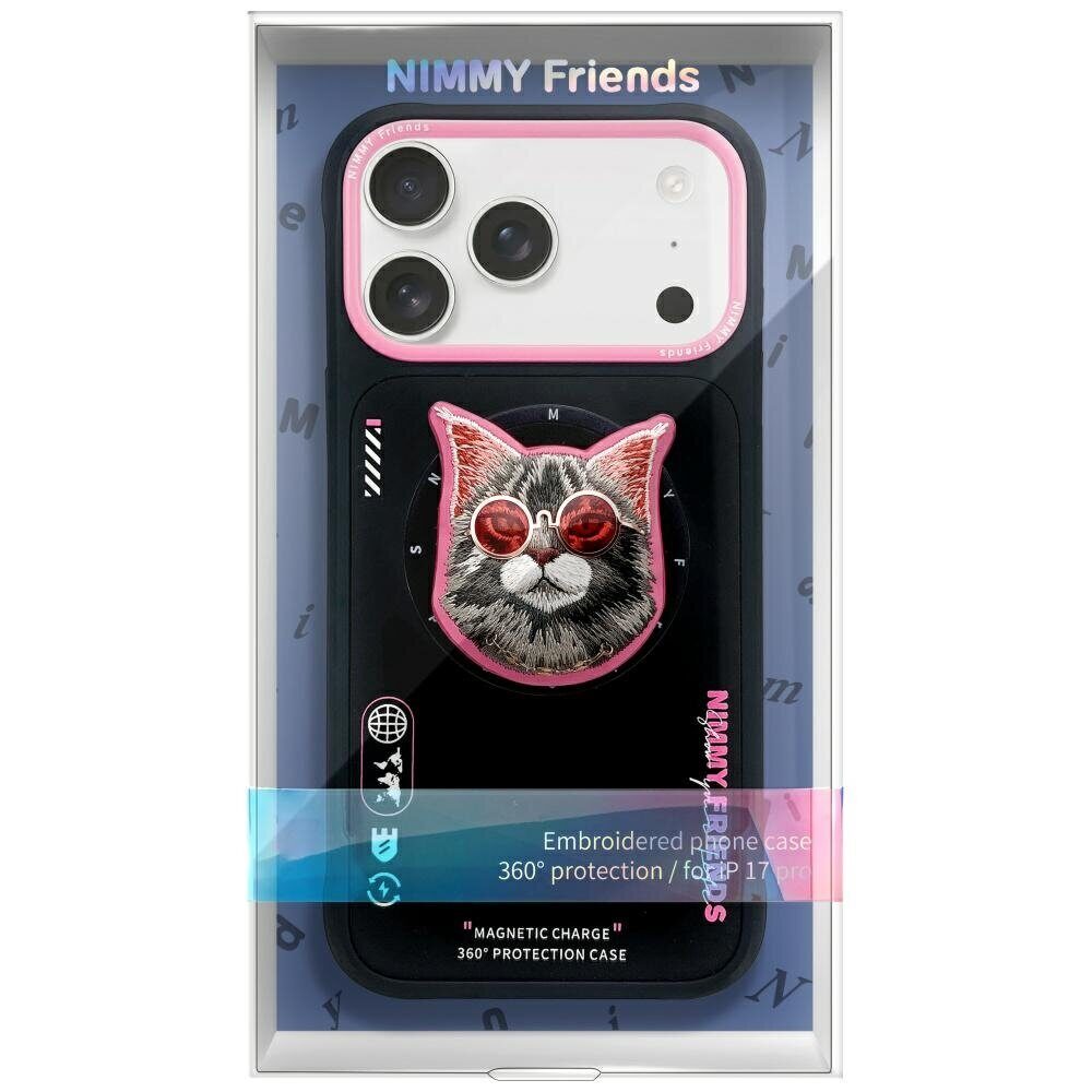 Nimmy Glasses Cool Cat MagSafe Case for iPhone 17 Pro - Black and Pink - imagine 2