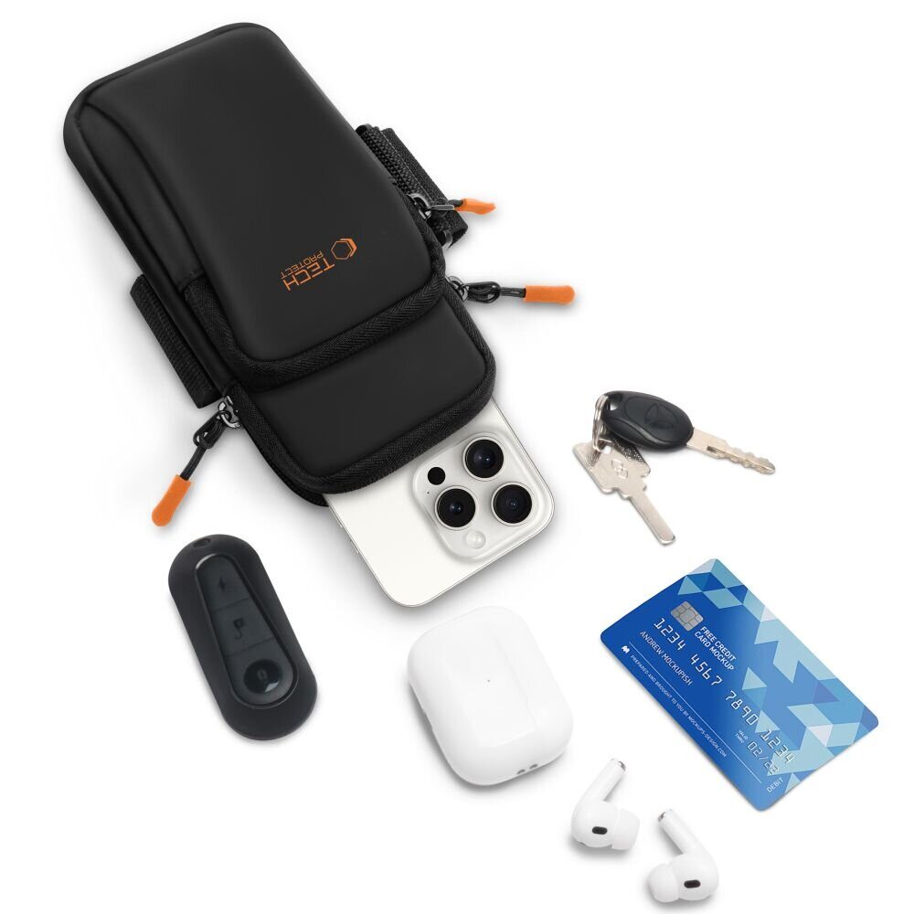 Tech-Protect M7 Universal Sport Armband Case - Black and Orange - imagine 6