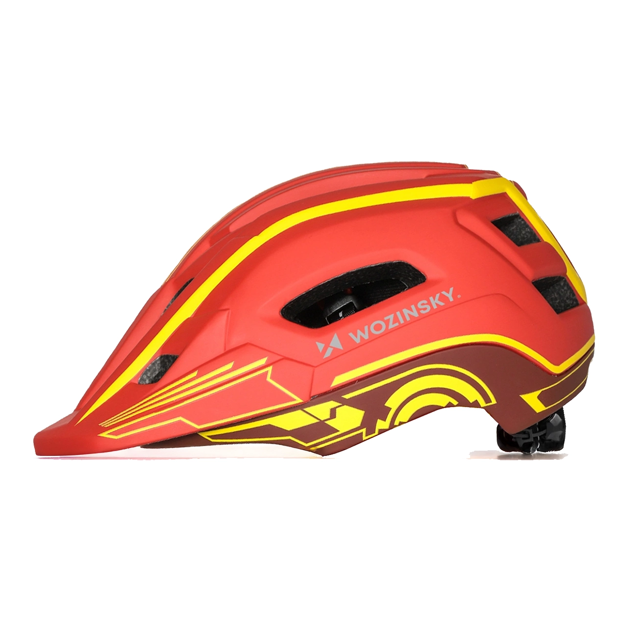 Wozinsky Kids' Full Face Bike Helmet with USB Rear Light S - Red and Yellow - imagine 5
